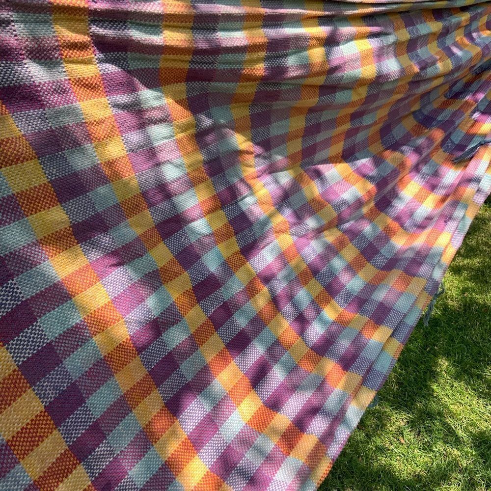 handmade colourful hammock check gingham‎ plaid tartan purple orange blue cotton